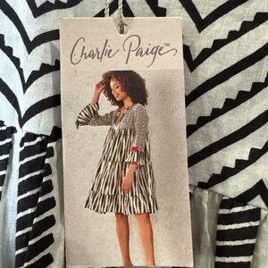 NEW Charlie Paige Baby Doll Dress Pom Pom Accents MSRP $64.99